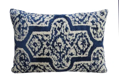Vibhsa Handwoven 14"x 24" Throw Pillow For Sofa In Blue