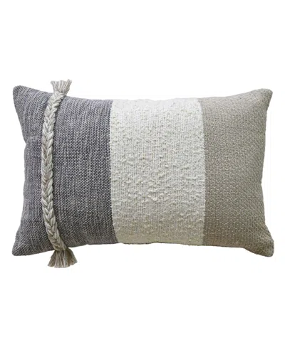 Vibhsa Linden Street Handloom Woven Wooden Tetured Decorative Pillow, 14''x20'' In Black