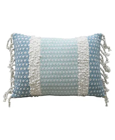 VIBHSA LINDEN STREET HANDWOVEN BUTTKNOT EDGING DECORATIVE PILLOW, 14''X20''