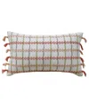 Vibhsa Linden Street Handwoven Knotted Edging Decorative Pillow, 14"x24" In Multi Color