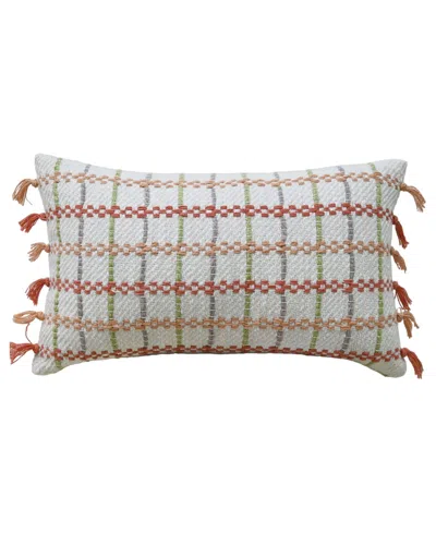 VIBHSA LINDEN STREET HANDWOVEN KNOTTED EDGING DECORATIVE PILLOW, 14" X 24"