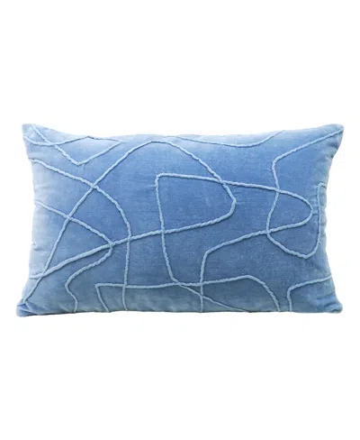 VIBHSA LINDEN STREET SOLID VELVET EMBROIDERED DECORATIVE PILLOW, 14"X24"