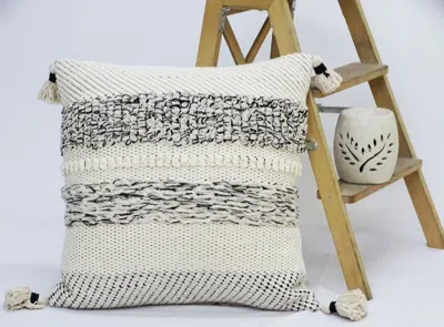 Vibhsa Modern Throw Pillow With Tassels In Multi
