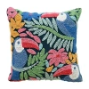 Vibhsa Novelty Hooked Decorative Pillow With Birds And Floral Design In Multi