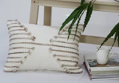 Vibhsa Pink Embroided Throw Pillow In Neutral