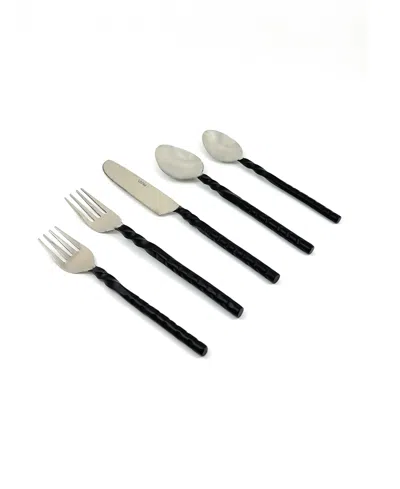 Vibhsa Rope 20-pc. Flatware Set, Serving For 4 In Black And Silver Finish
