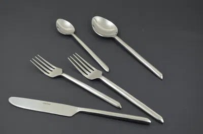 VIBHSA SILVER STAINLESS STEEL FLATWARE SET OF 20 PC (MODERN, GLOSSY)