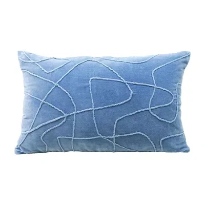 Vibhsa Solid Velvet Embroidered Rectangular Throw Pillow In Multi