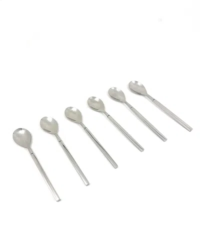 Vibhsa Square 6-pc. Teaspoons Set, Serving For 6 In Silver Glossy Finish