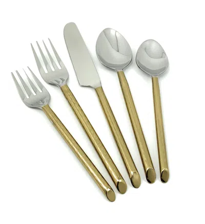 Vibhsa Stainless Steel Gold Flatware Set Of 20 Pieces