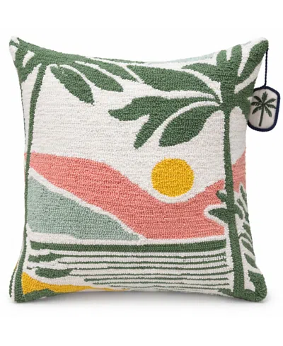Vibhsa Sunset At The Beach Cotton Needle-punch Decorative Pillow, 20" X 20" In Multi