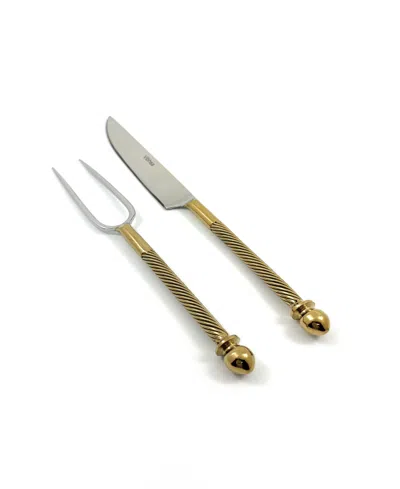 Vibhsa Swirl 2-pc. Carving Set, Serving For 2 In Golden