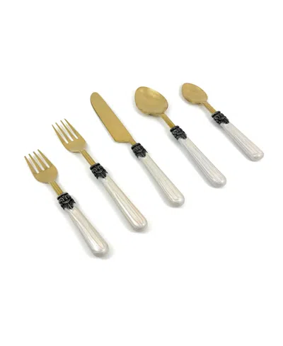 Vibhsa Victorian 20-pc. Flatware Set, Serving For 4 In Golden And White Finish