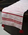Vibhsa Woven Cotton Table Runner Off White And Red 16"x90"