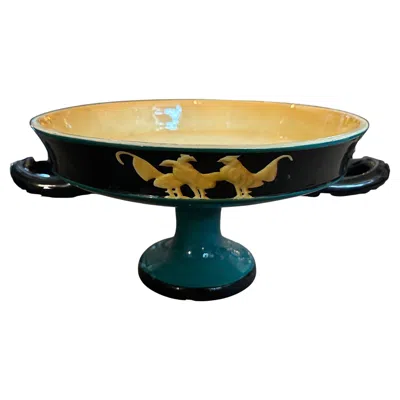 Pre-owned Vibi An Elegant 1930s Art Deco Gio Ponti Style Ceramic Italian Centerpiece By  In Black