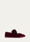 Vibi Cotton Bow Ballerina Flats In Bordeaux Bo4vv15