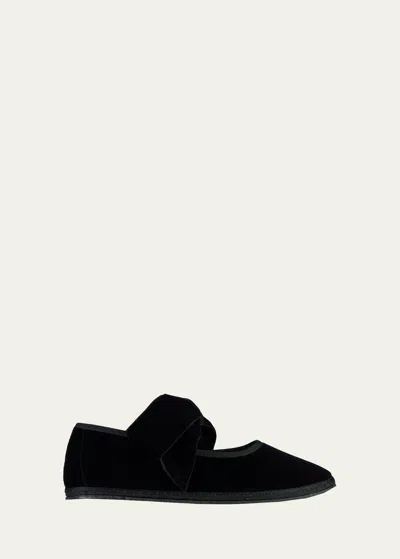 Vibi Cotton Bow Ballerina Flats In Nero