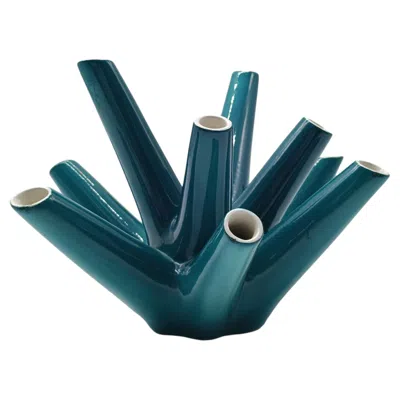 Pre-owned Vibi Torino Green Ceramic Multi-flower Vase, Italy, 1960s