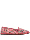 Vibi Venezia Pink Printed Canvas Loafers In Multi