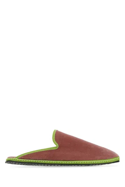 Vibi Venezia Antiqued Velvet Flat Slippers With Rubber Sole In Multi