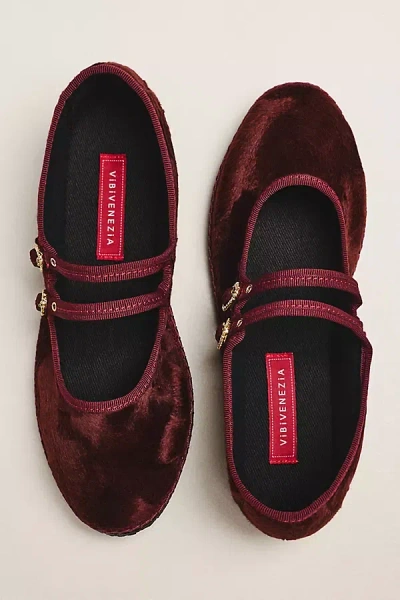 Vibi Venezia Audrey Mary Jane Flats In Burgundy