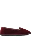 Vibi Venezia Low Cut Round Toe Velvet Ballerina Shoes In Burgundy