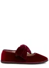 Vibi Venezia Bow Velvet Mary Jane Flats In Bordeaux