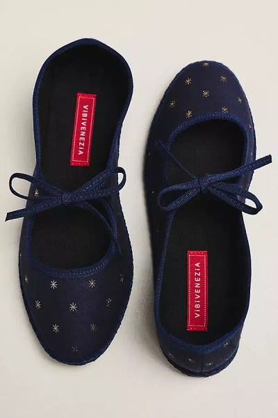 Vibi Venezia Brigitte Bow-tie Mary Jane Flats In Blue