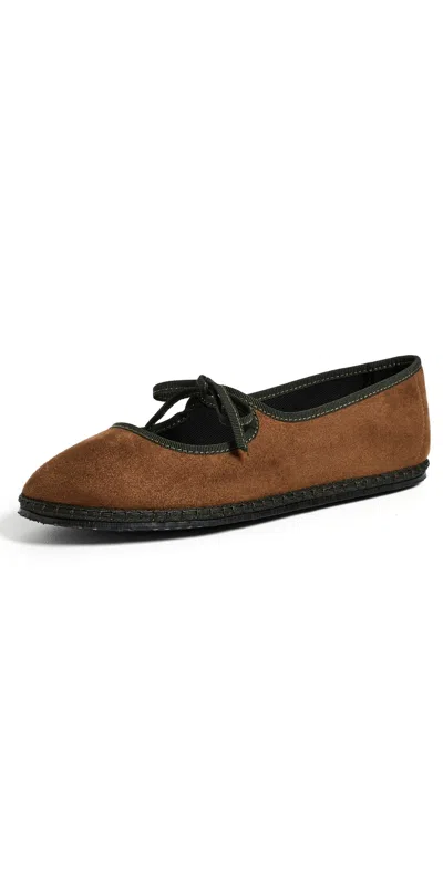Vibi Venezia Brigitte Faux Suede Flats Gisela In Brown