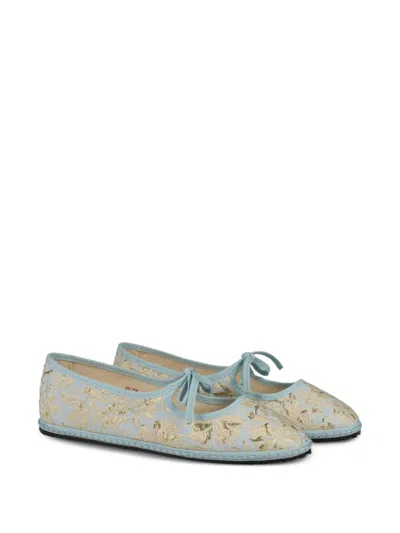 Vibi Venezia Brigitte Floral-jacquard Ballet Flats In Gray