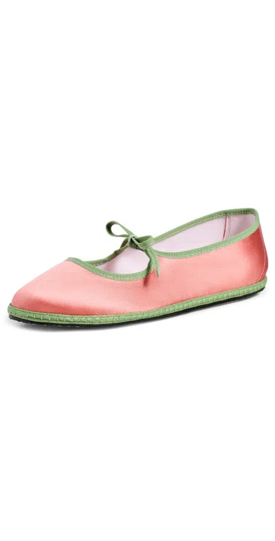 Vibi Venezia Brigitte Silk Mary Jane Flats Salmone In Pink