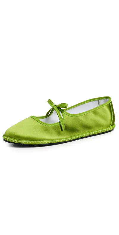 Vibi Venezia Brigitte Silk Mary Janes Flats Pisello