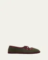 Vibi Venezia Brigitte Wool-blend Tweed Mary Jane Flats In Burgundy