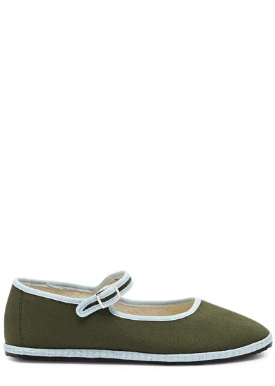 Vibi Venezia Canvas Mary Jane Flats In Green