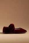 Vibi Venezia Bow Velvet Mary Jane Flats In Red