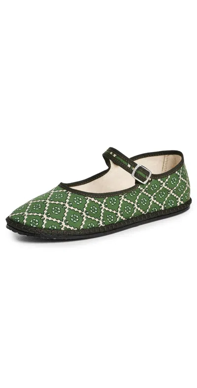 Vibi Venezia Cotton Mary Janes Nucifera In Green
