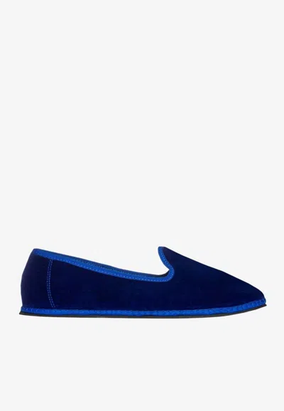 Vibi Venezia Friulane Velvet Ballet Flats In Blue