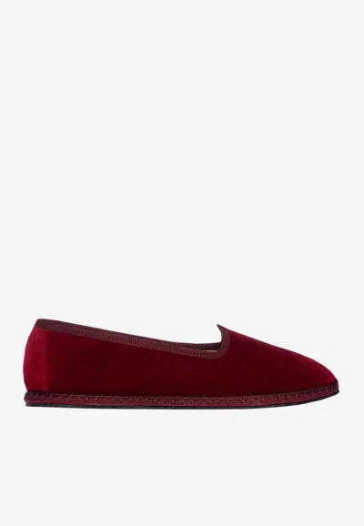 Vibi Venezia Friulane Velvet Ballet Flats In Burgundy