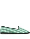 Vibi Venezia Green Printed Canvas Ballet Flats In Green