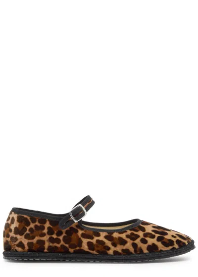 Vibi Venezia 10mm Mary Jane Tiepolo Velvet Slippers In Leopard