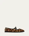 Vibi Venezia Leopard-printed Canvas Mary Jane Ballerina Flats