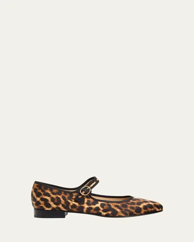 Vibi Venezia Leopard-print Silk Mary Jane Ballerina Flats In Animal Print