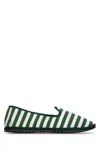 Vibi Venezia Loafers Jute Sole Canvas Upper In Greenstripes