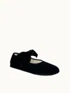 Vibi Venezia Bow Velvet Mary Jane Flats In Black