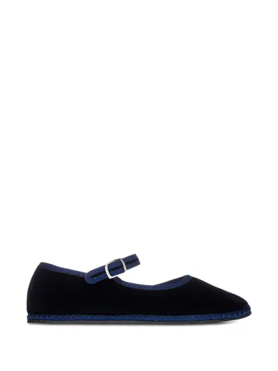 Vibi Venezia Mary Jane In Delfina Blue Velvet In Animal Print