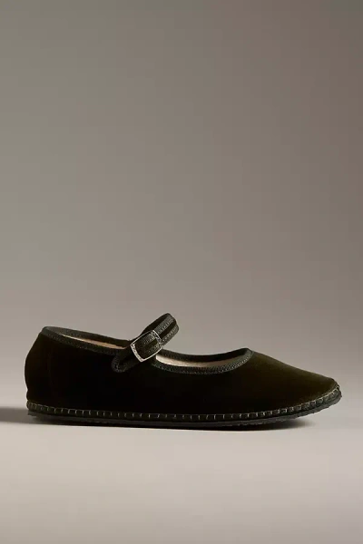 Vibi Venezia 10mm Mary Jane Bottiglia Velvet Loafers In Olive Green