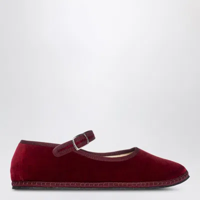 Vibi Venezia Mary Jane In Burgundy Velvet In Red