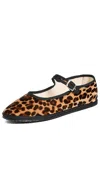 Vibi Venezia Leopard-printed Canvas Mary Jane Ballerina Flats In Tiepolo