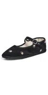 Vibi Venezia Mary Jane Velvet Printed Shoes Black Printed