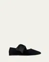 Vibi Venezia Maxi Bow Cotton Grosgrain Ballerina Flats In Carbone